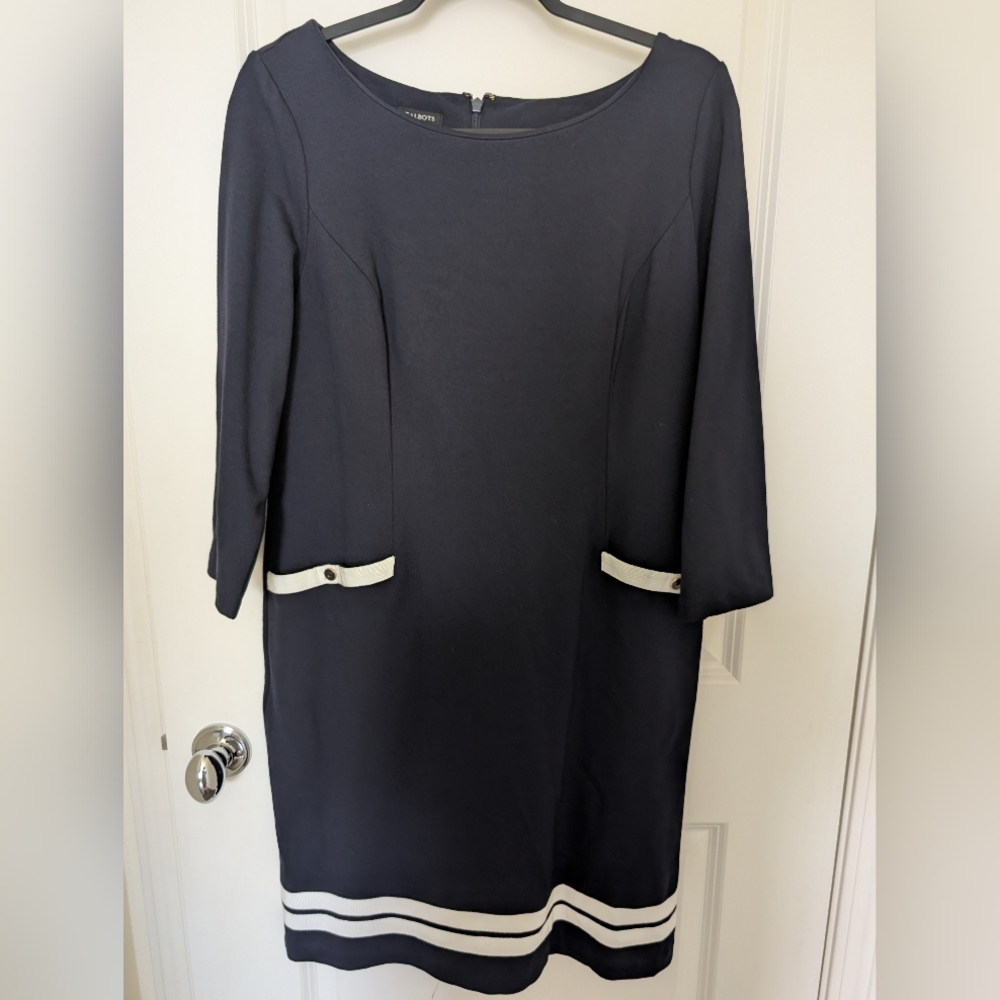 Elegant Navy Dress with White Accents